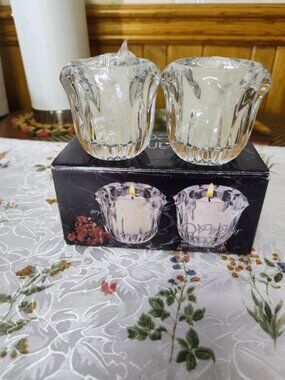 Set of 2 Windsor Votive Candle Holder 24% Lead Crystal 2 1/4 x 3 - 3/4" USA Made